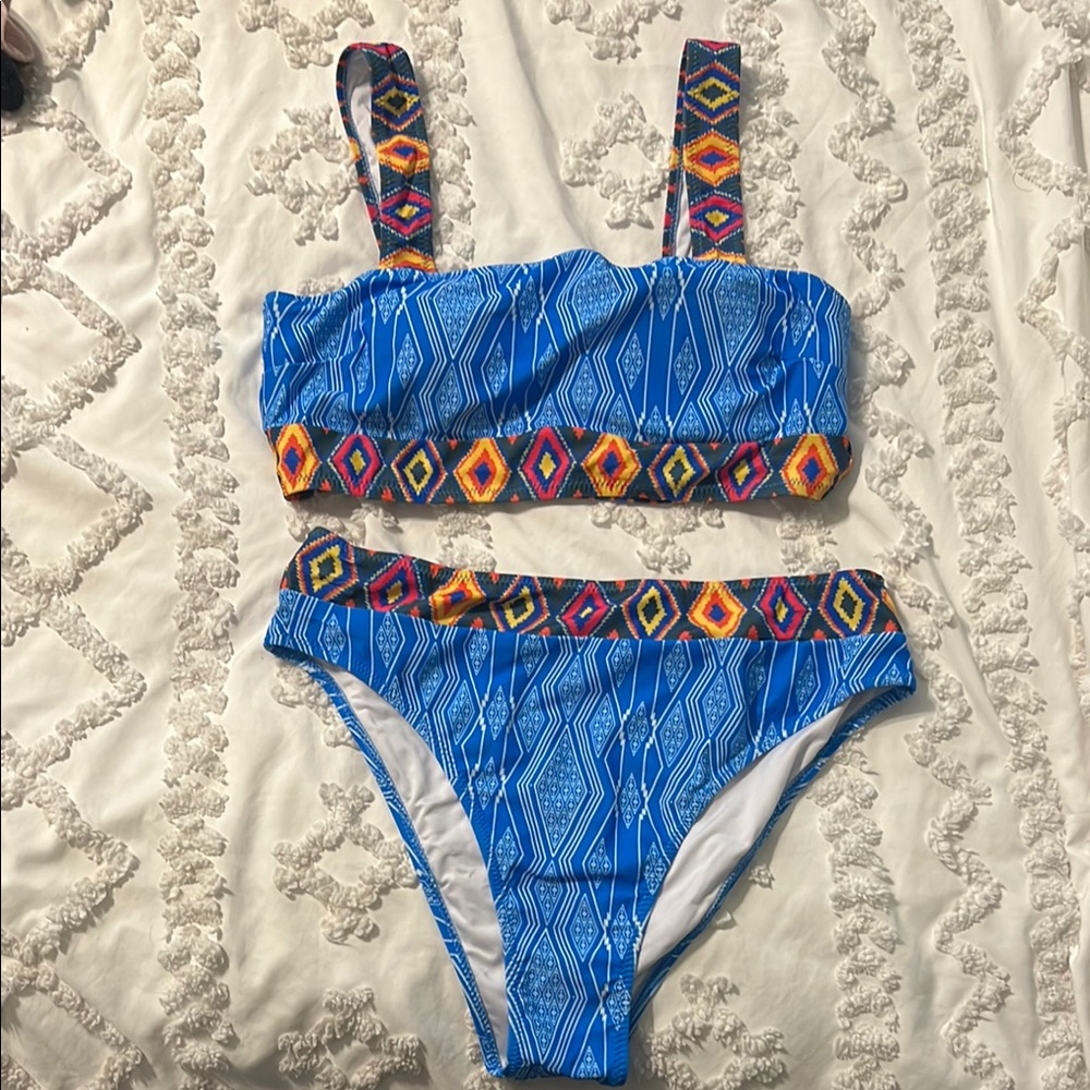 Blue Geometric Bikini Set